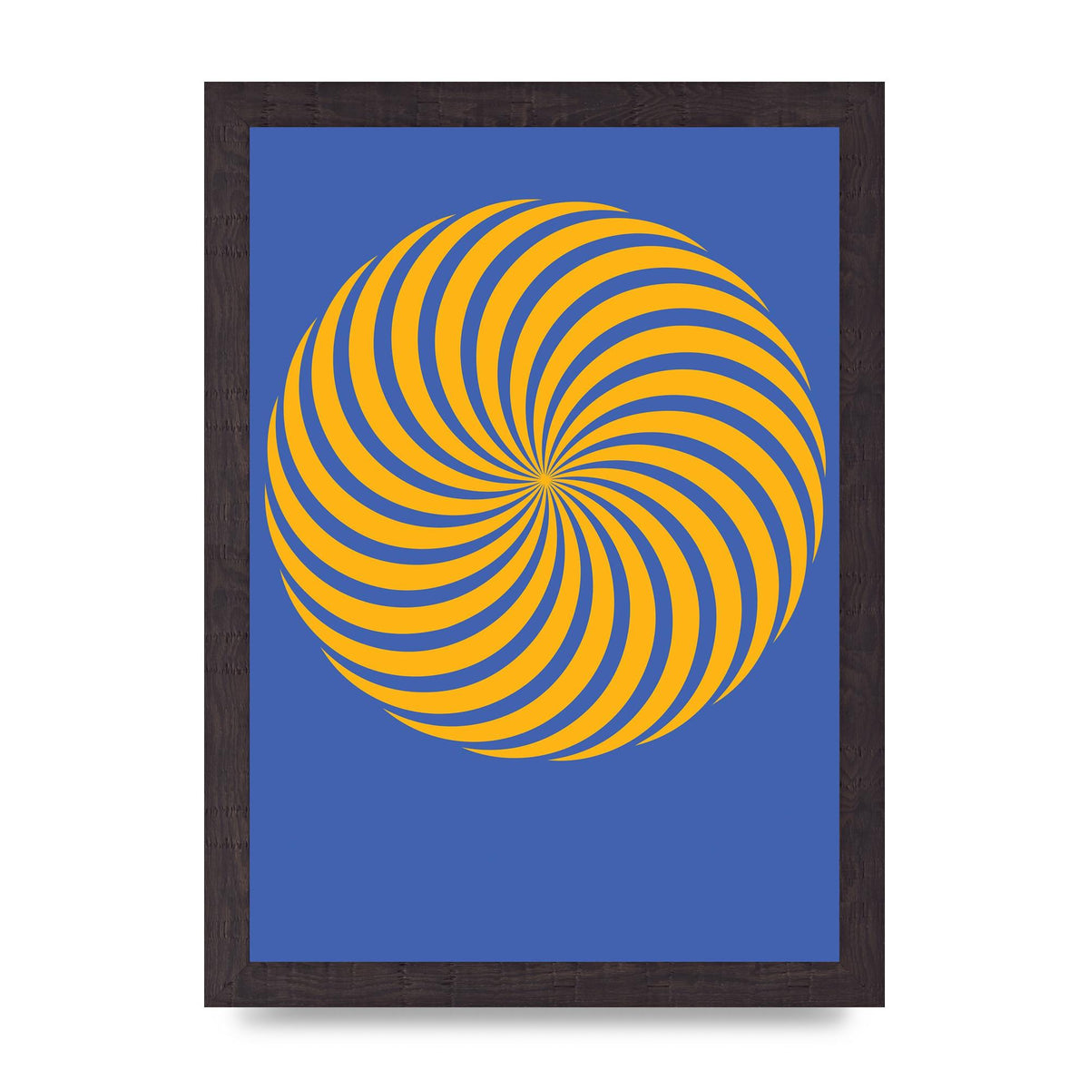 Swirl Blue Yellow Wall Art - A4 framed