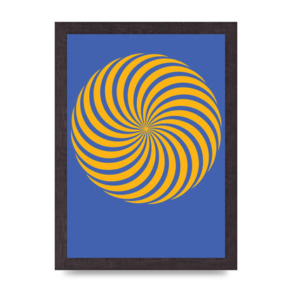 Swirl Blue Yellow Wall Art - A4 framed