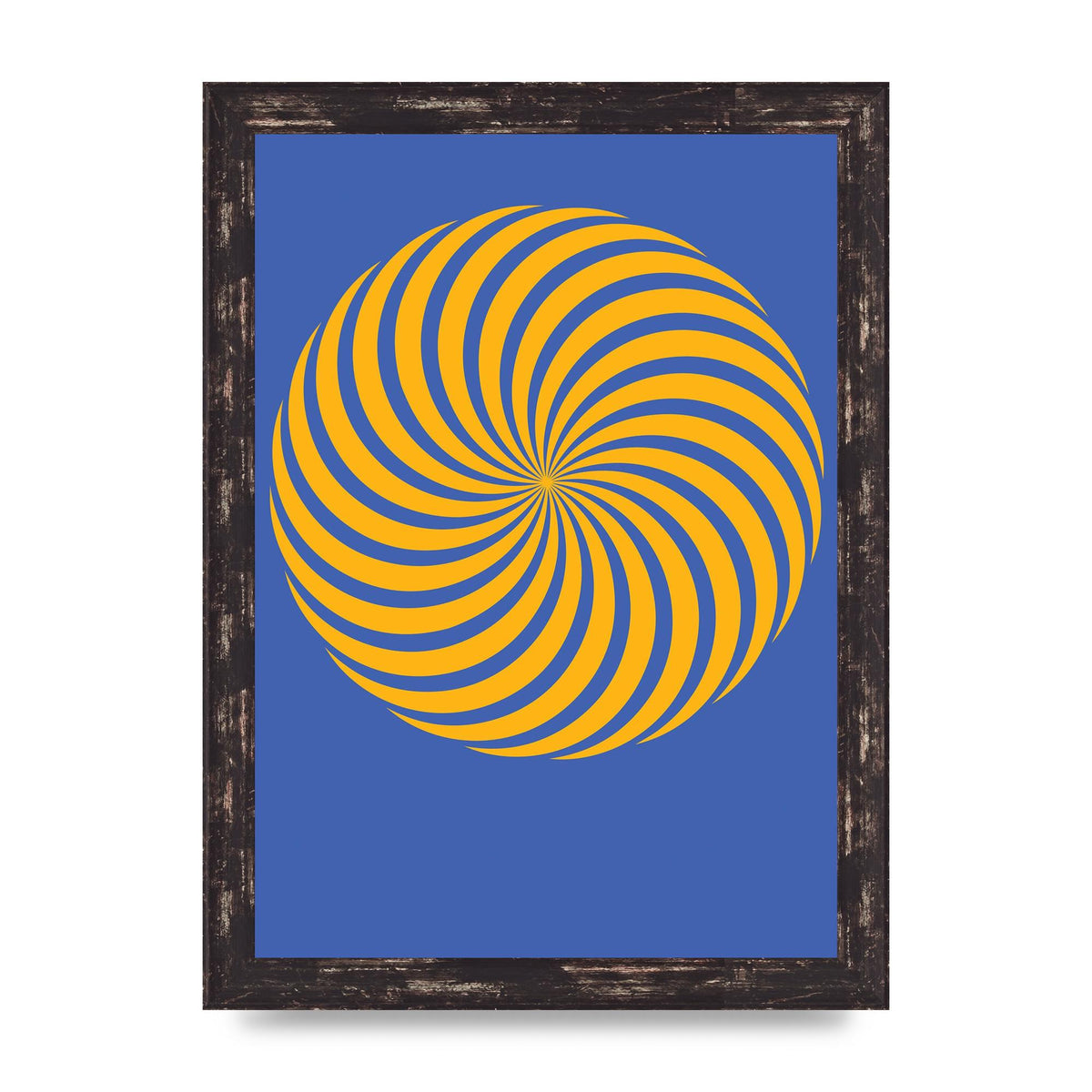 Swirl Blue Yellow Wall Art - A4 framed