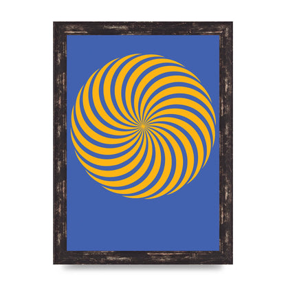 Swirl Blue Yellow Wall Art - A4 framed