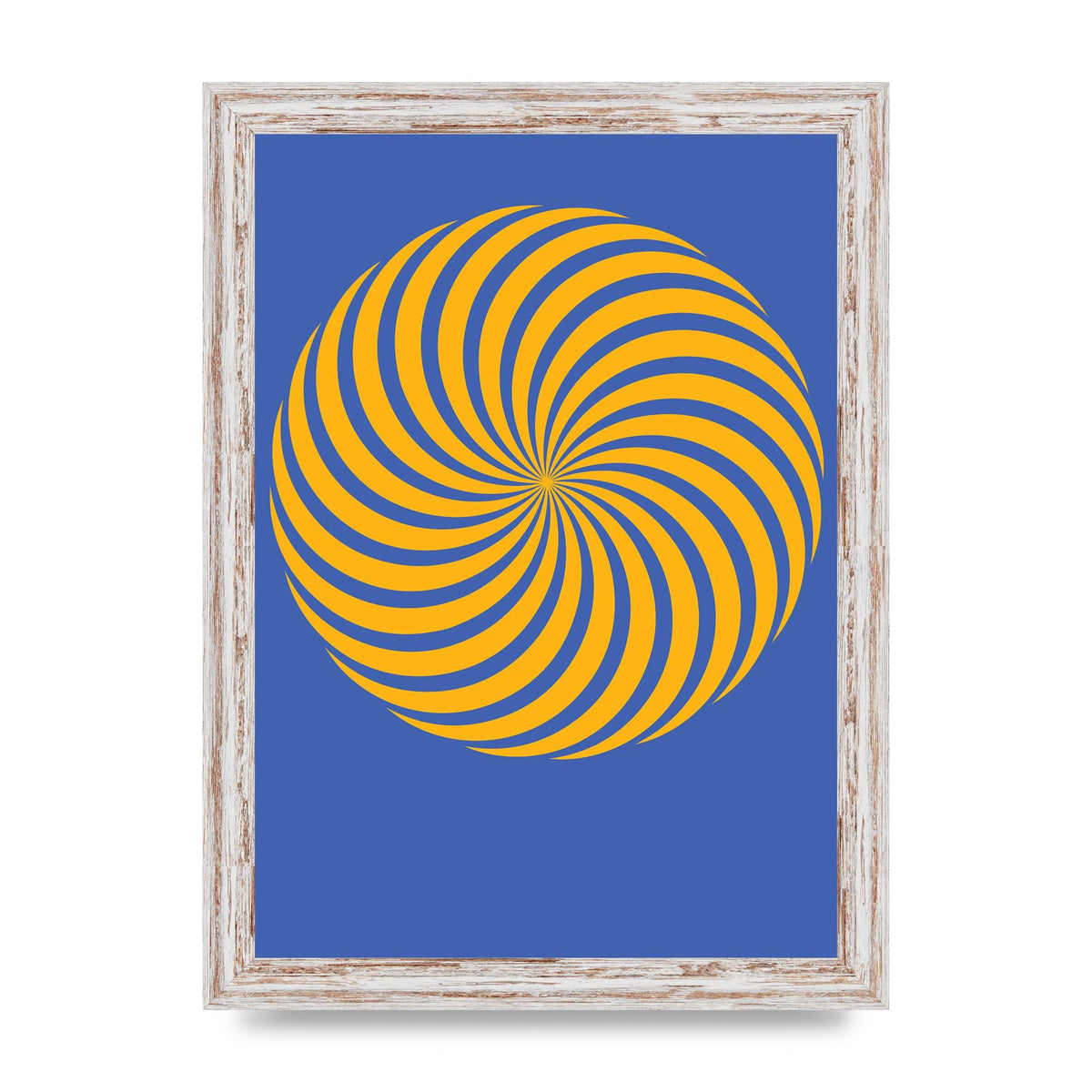 Swirl Blue Yellow Wall Art - A4 framed