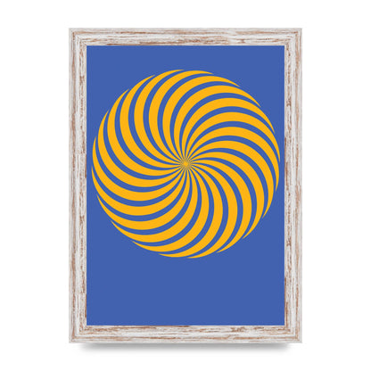 Swirl Blue Yellow Wall Art - A4 framed