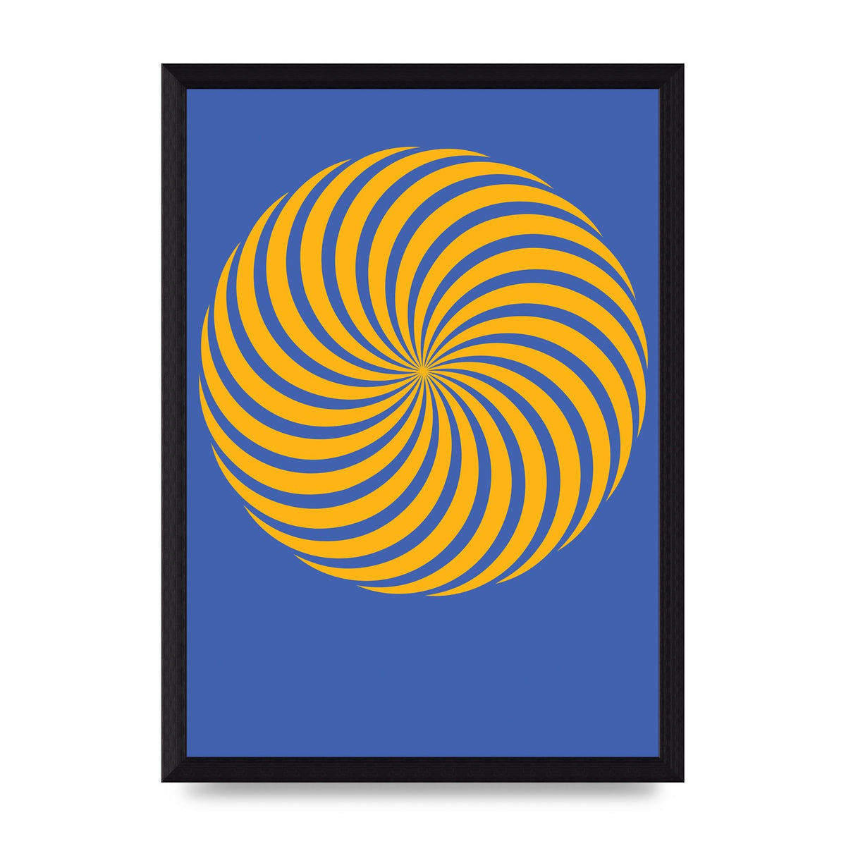Swirl Blue Yellow Wall Art - A4 framed
