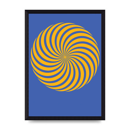 Swirl Blue Yellow Wall Art - A4 framed