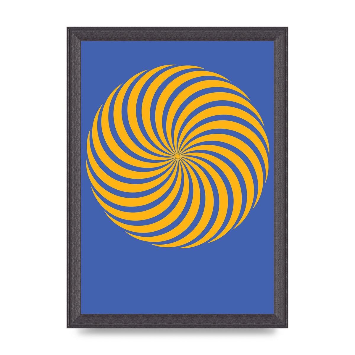 Swirl Blue Yellow Wall Art - A4 framed