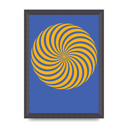 Swirl Blue Yellow Wall Art - A4 framed