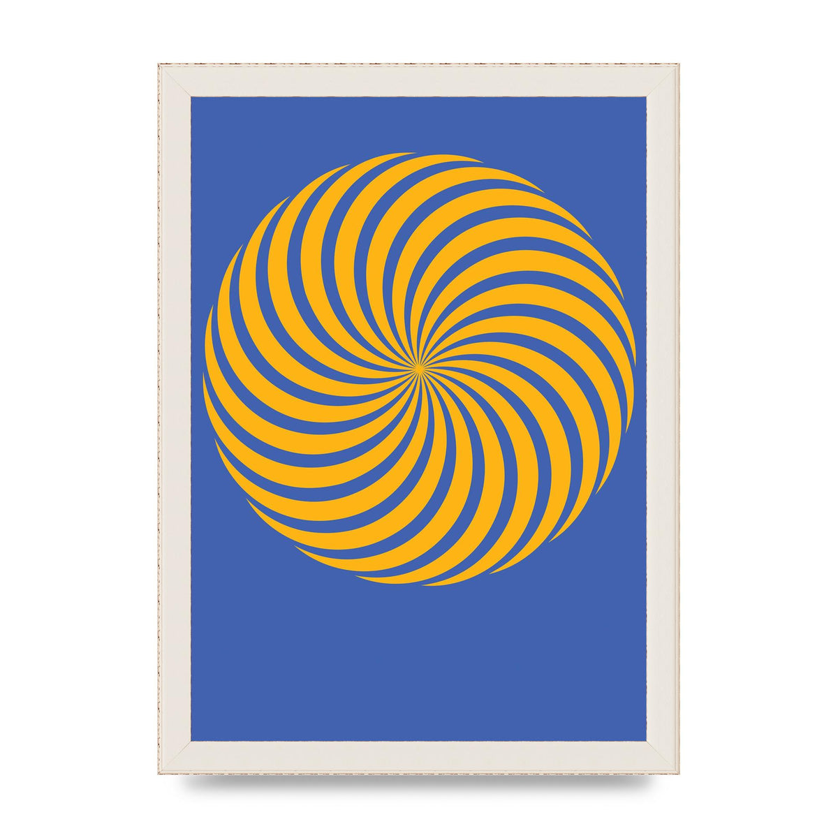 Swirl Blue Yellow Wall Art - A4 framed