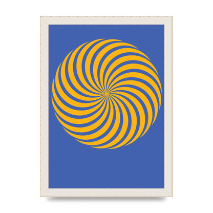 Swirl Blue Yellow Wall Art - A4 framed