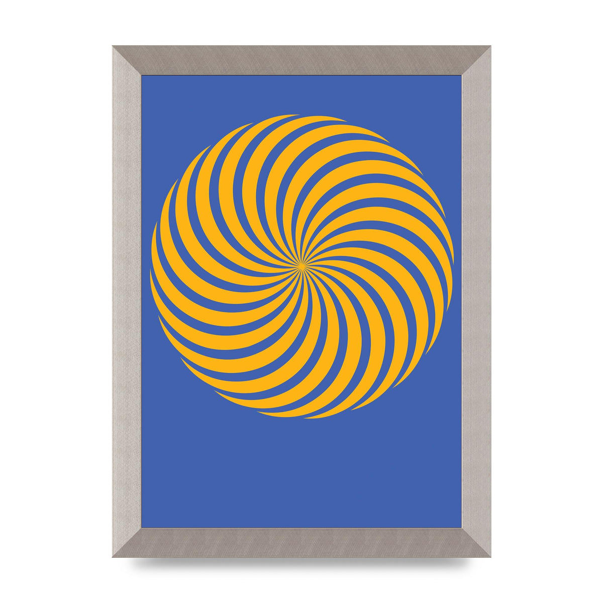 Swirl Blue Yellow Wall Art - A4 framed