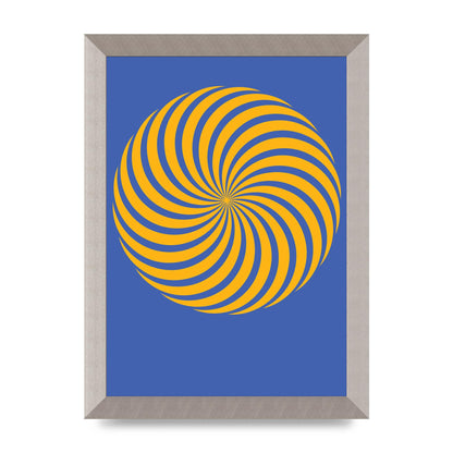 Swirl Blue Yellow Wall Art - A4 framed