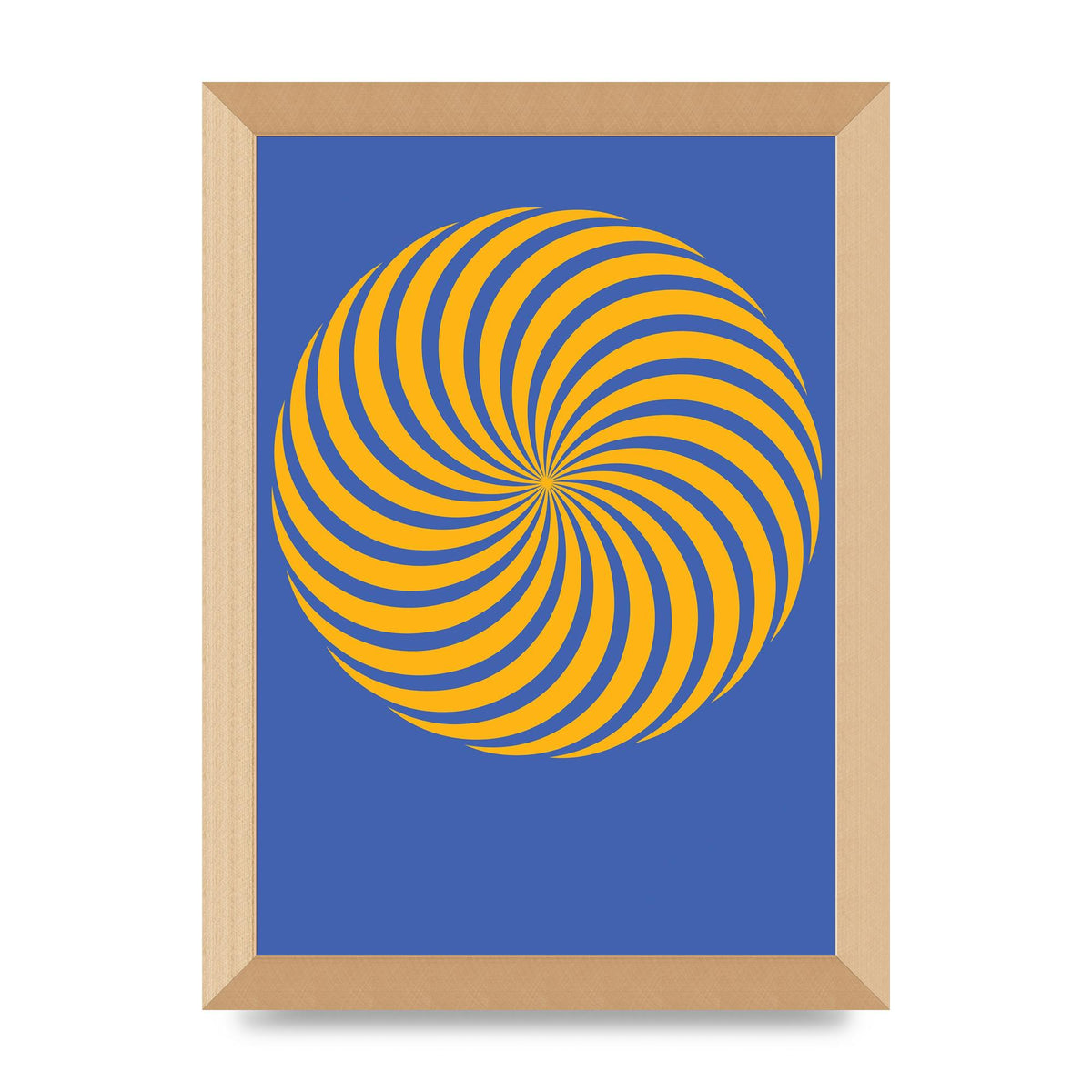 Swirl Blue Yellow Wall Art - A4 framed