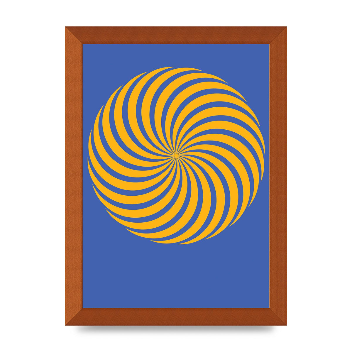 Swirl Blue Yellow Wall Art - A4 framed