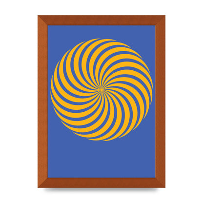 Swirl Blue Yellow Wall Art - A4 framed