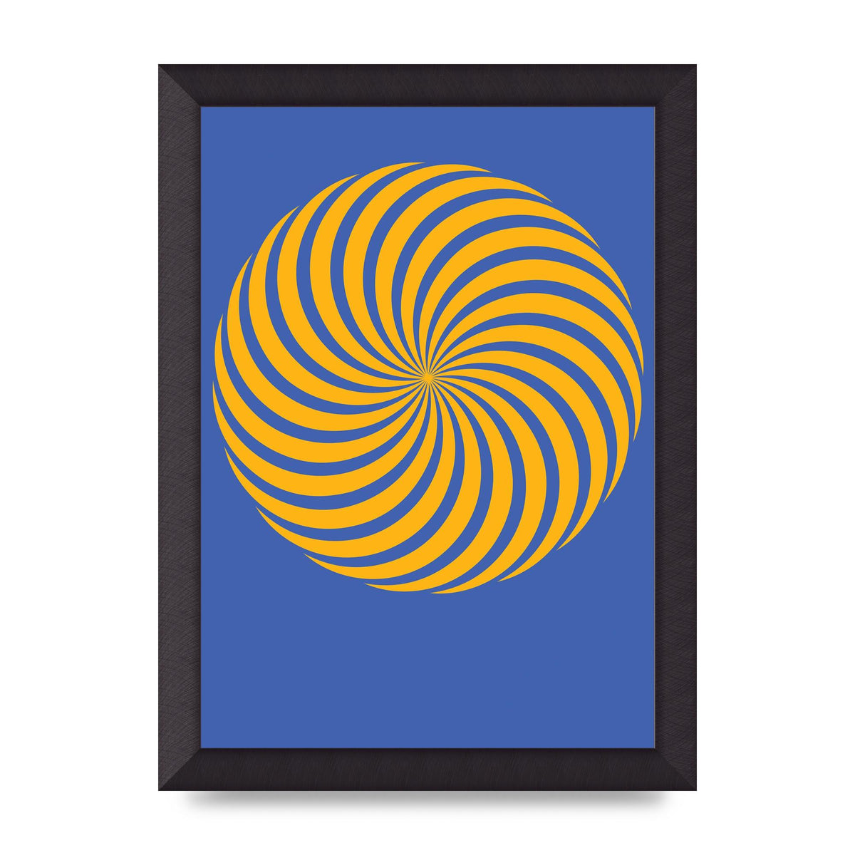 Swirl Blue Yellow Wall Art - A4 framed