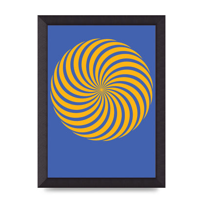 Swirl Blue Yellow Wall Art - A4 framed