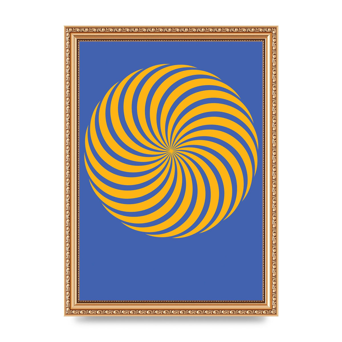 Swirl Blue Yellow Wall Art - A4 framed
