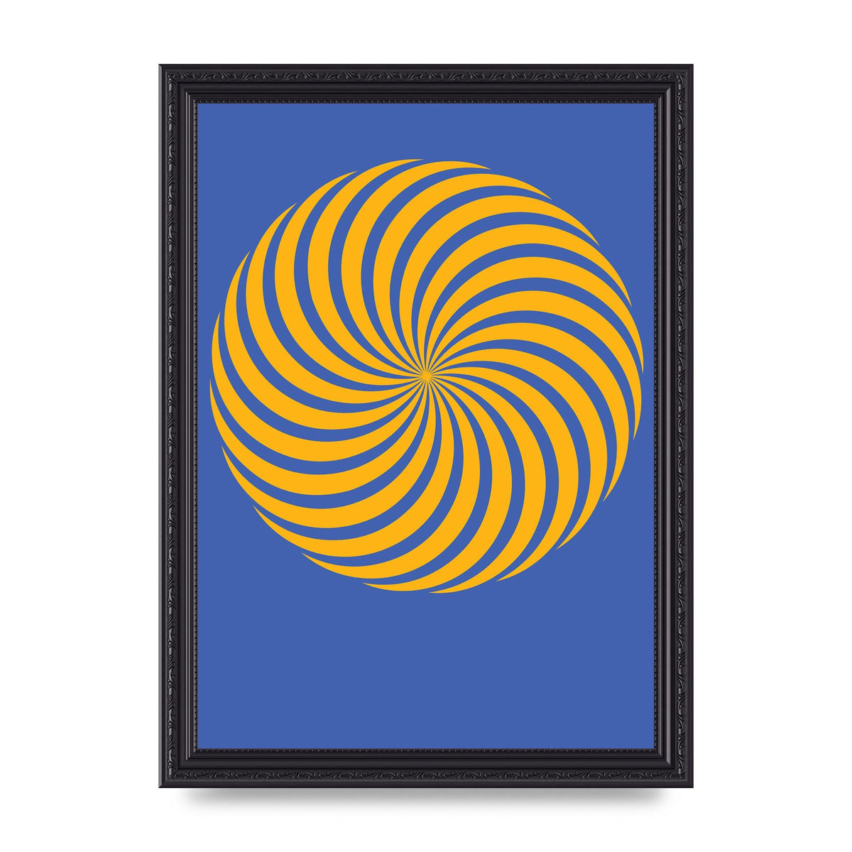 Swirl Blue Yellow Wall Art - A4 framed