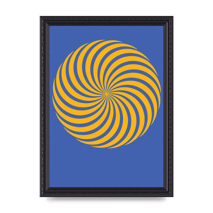 Swirl Blue Yellow Wall Art - A4 framed