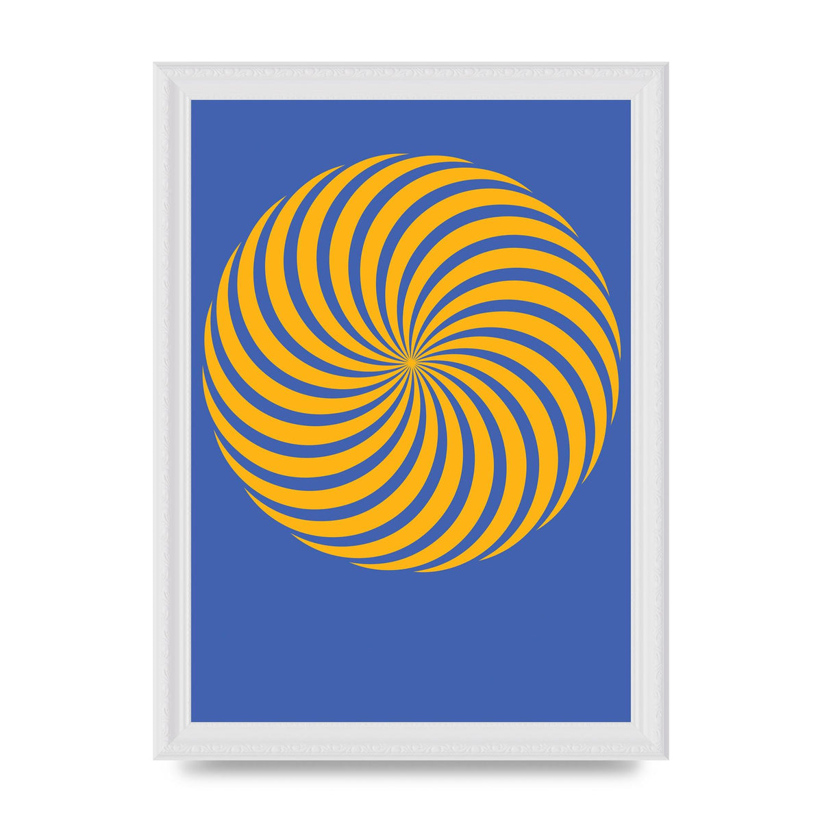 Swirl Blue Yellow Wall Art - A4 framed