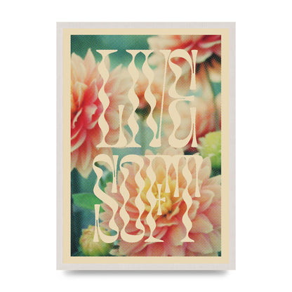 Live Soft Flower Halftone Cream" Wall Art - A2 framed