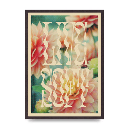 Live Soft Flower Halftone Cream" Wall Art - A2 framed