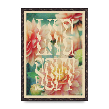 Live Soft Flower Halftone Cream" Wall Art - A2 framed