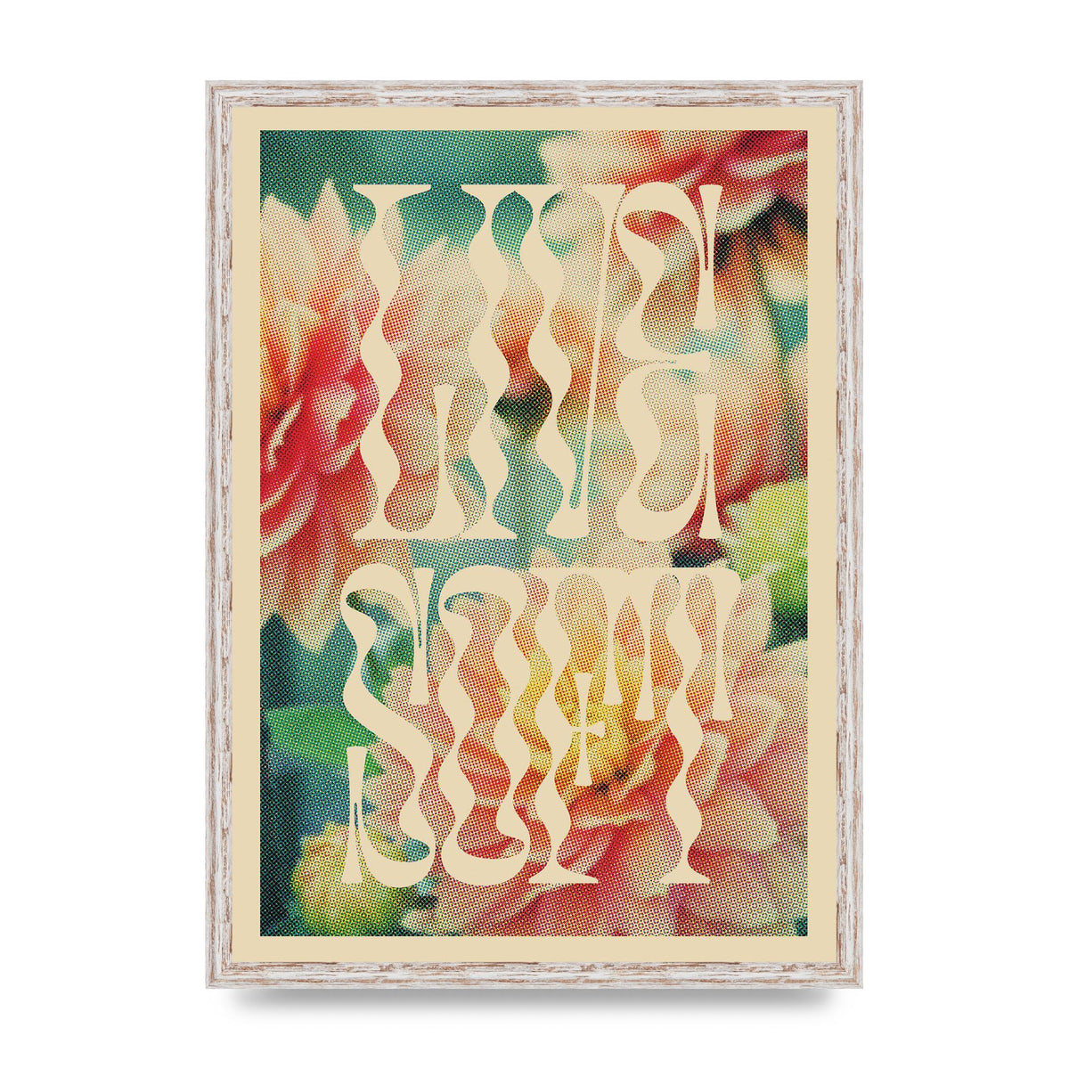Live Soft Flower Halftone Cream" Wall Art - A2 framed