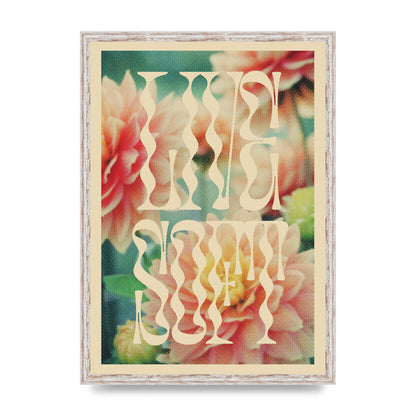 Live Soft Flower Halftone Cream" Wall Art - A2 framed