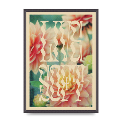 Live Soft Flower Halftone Cream" Wall Art - A2 framed
