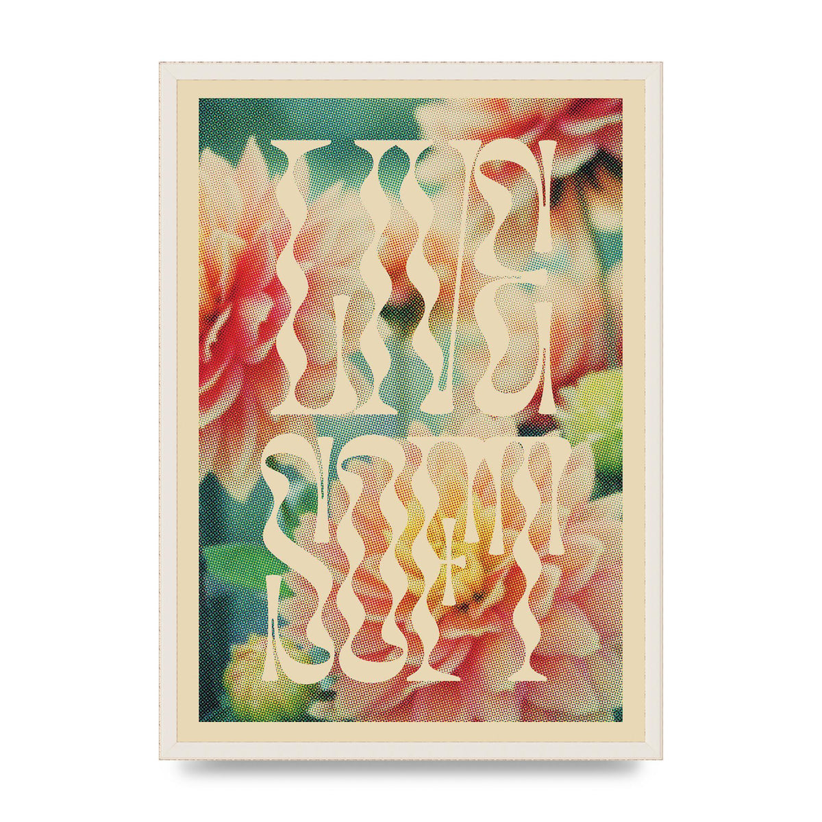 Live Soft Flower Halftone Cream" Wall Art - A2 framed