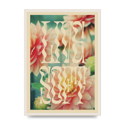 Live Soft Flower Halftone Cream" Wall Art - A2 framed