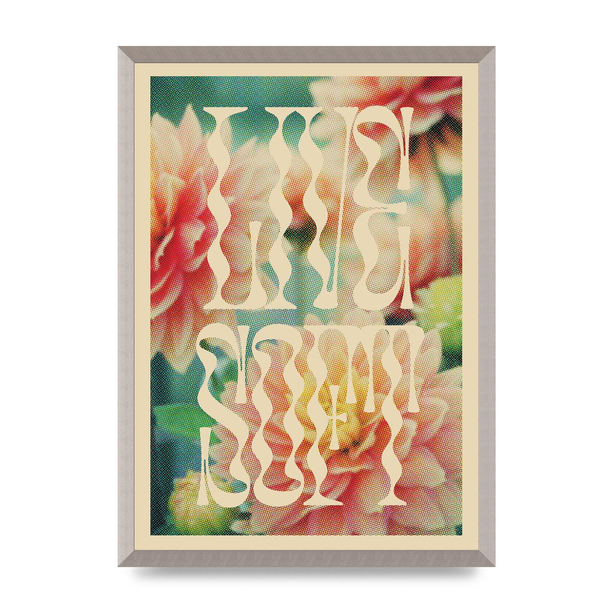 Live Soft Flower Halftone Cream" Wall Art - A2 framed
