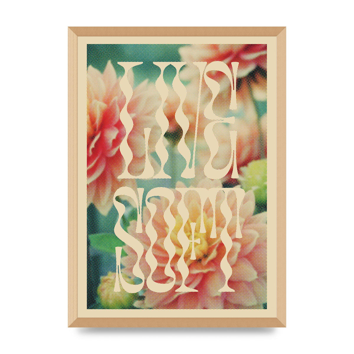 Live Soft Flower Halftone Cream" Wall Art - A2 framed