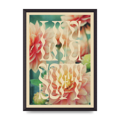 Live Soft Flower Halftone Cream" Wall Art - A2 framed