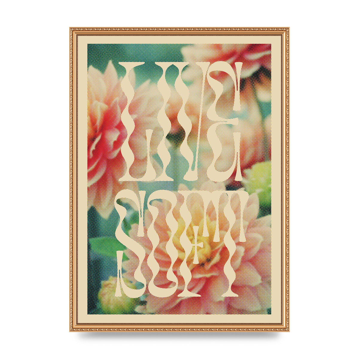 Live Soft Flower Halftone Cream" Wall Art - A2 framed