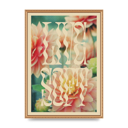 Live Soft Flower Halftone Cream" Wall Art - A2 framed