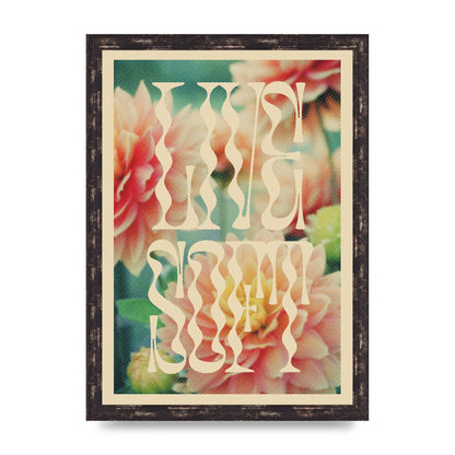 Live Soft Flower Halftone Cream" Wall Art - A3 framed