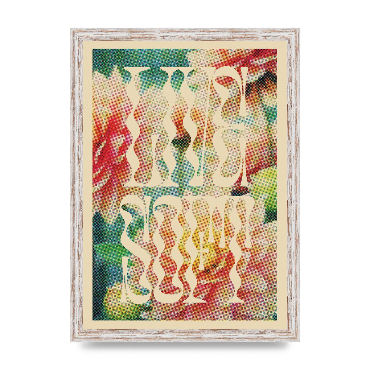 Live Soft Flower Halftone Cream" Wall Art - A3 framed