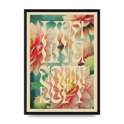 Live Soft Flower Halftone Cream" Wall Art - A3 framed