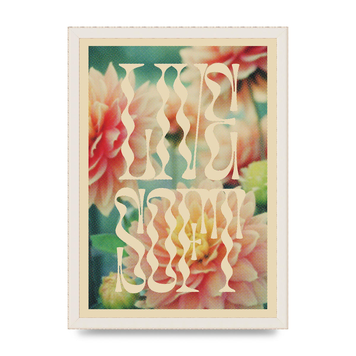 Live Soft Flower Halftone Cream" Wall Art - A3 framed