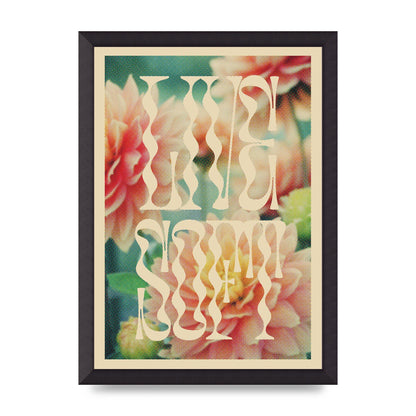 Live Soft Flower Halftone Cream" Wall Art - A3 framed