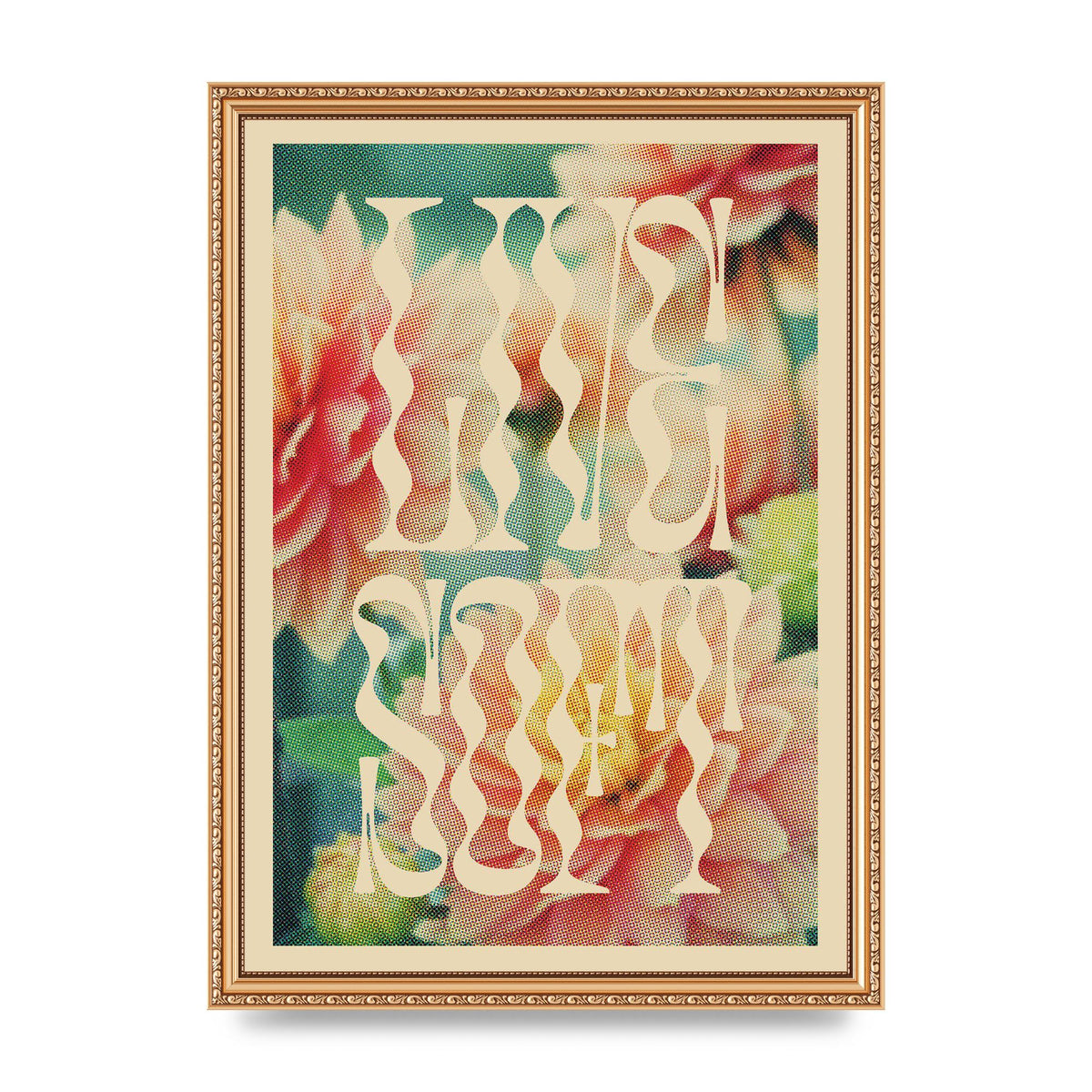 Live Soft Flower Halftone Cream" Wall Art - A3 framed