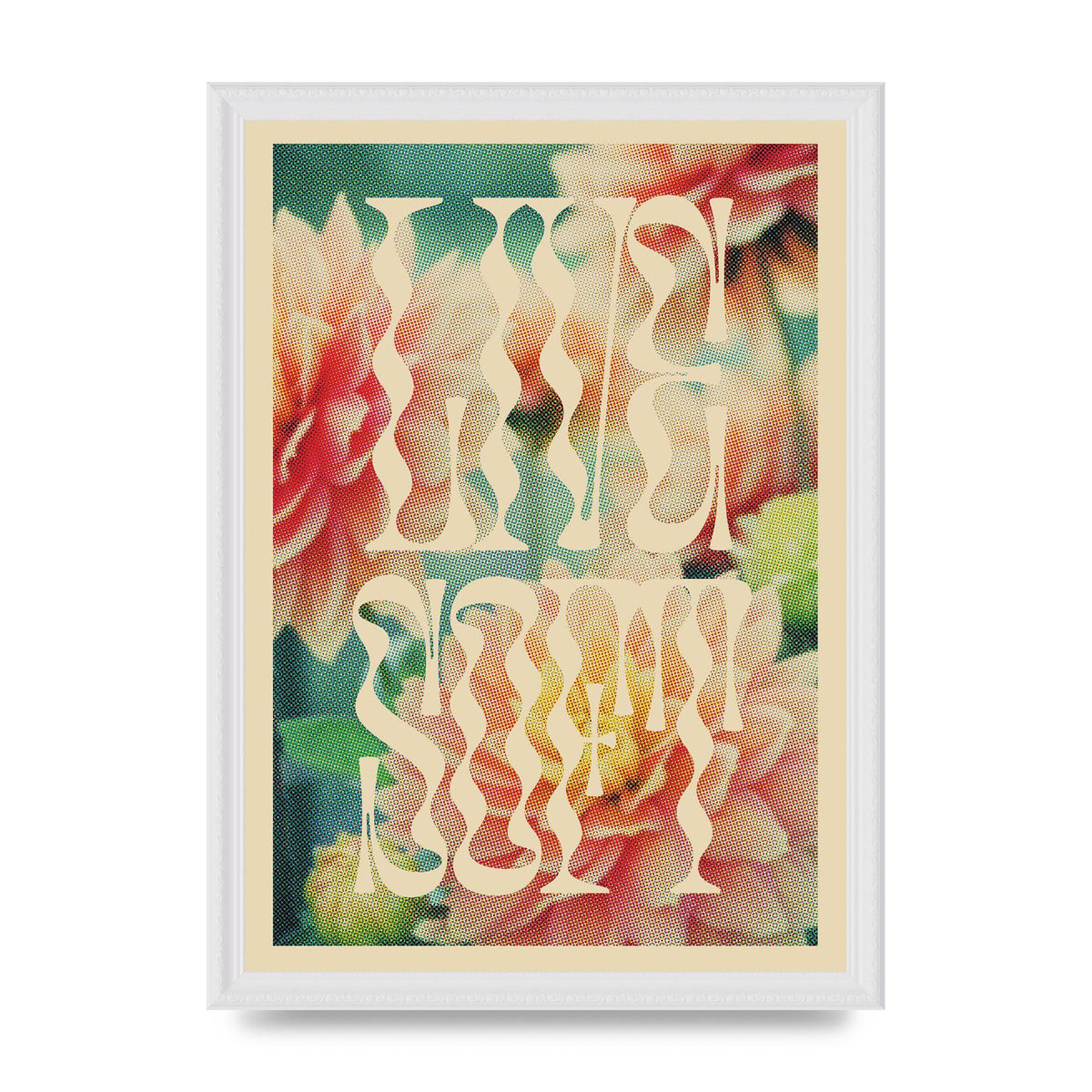 Live Soft Flower Halftone Cream" Wall Art - A3 framed