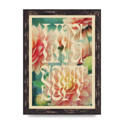 Live Soft Flower Halftone Cream" Wall Art - A4 framed