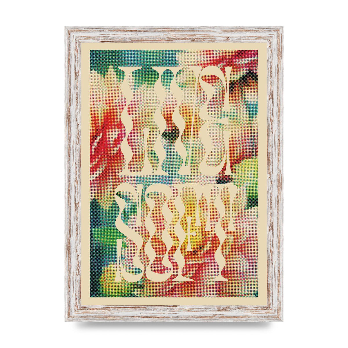 Live Soft Flower Halftone Cream" Wall Art - A4 framed