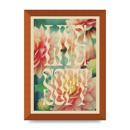 Live Soft Flower Halftone Cream" Wall Art - A4 framed
