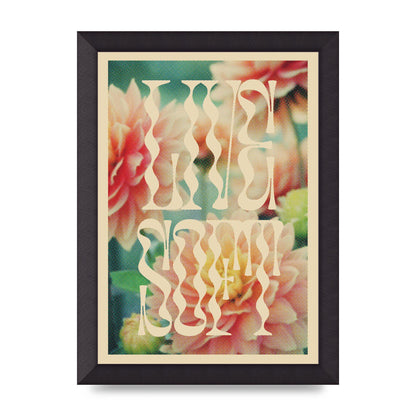 Live Soft Flower Halftone Cream" Wall Art - A4 framed
