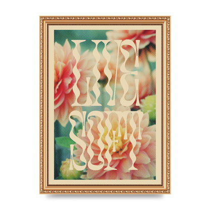Live Soft Flower Halftone Cream" Wall Art - A4 framed
