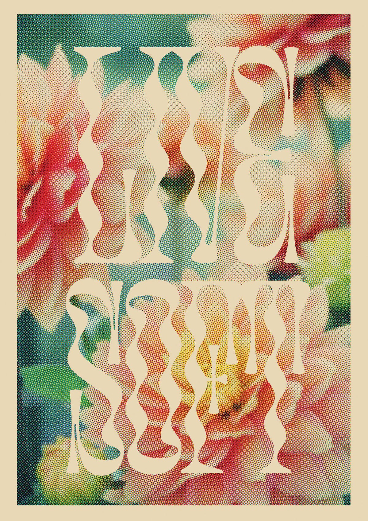 Live Soft Flower Halftone Cream" Wall Art - detail