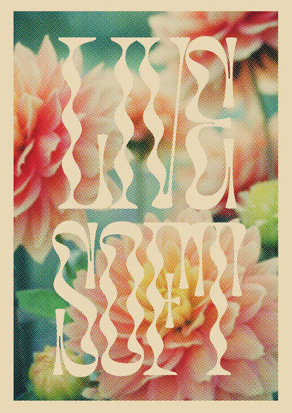 Live Soft Flower Halftone Cream" Wall Art - detail
